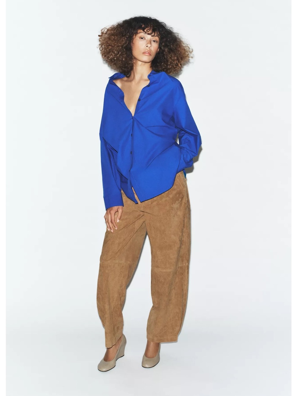 ZARA POPLIN SHIRT WITH SIDE DARTS